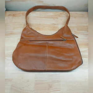 Tignanello women's Carmel brown leather handbag tote purse Euc!